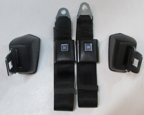 Black Seat Belts For 1964-72 Chevelle A Body Retractable Black Seat Belt Set