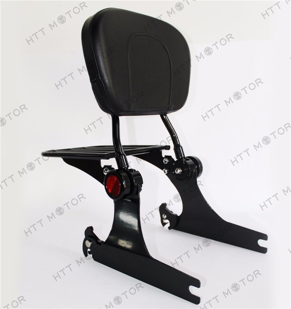 Adjustable Detachable Backrest Sissy Bar Luggage rack For Harley Dyna 06-17