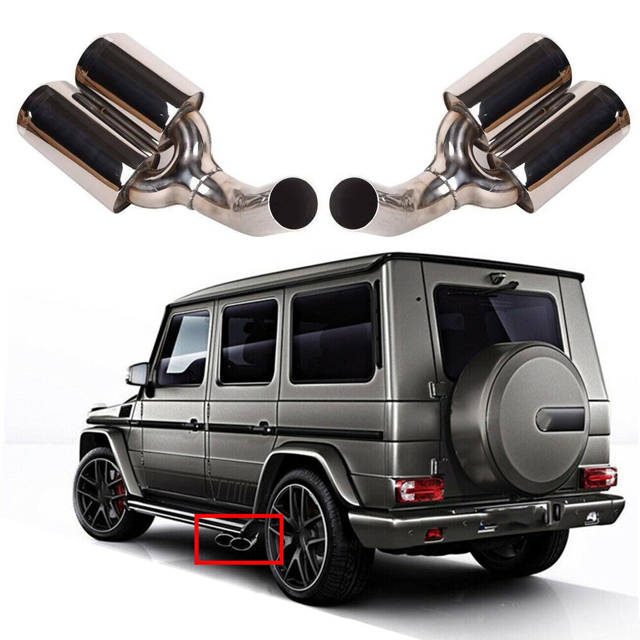 Stainless Steel Exhaust Pipe Tip Muffler For Benz G-Class G63 AMG W463 2007-2015