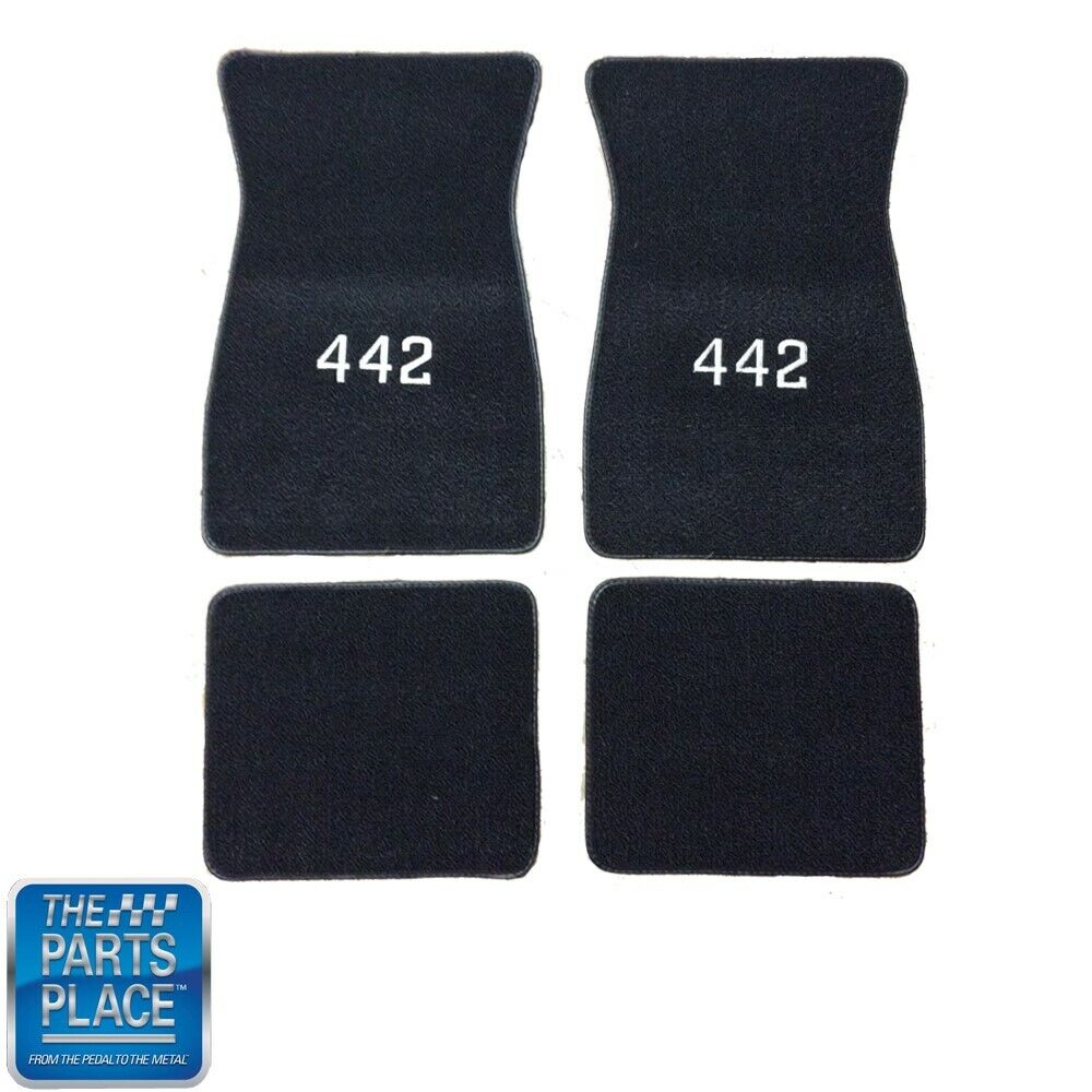 1968-72 Cutlass / 442 Carpeted Floor Mats With Embroidered 442 - 4 Piece Set