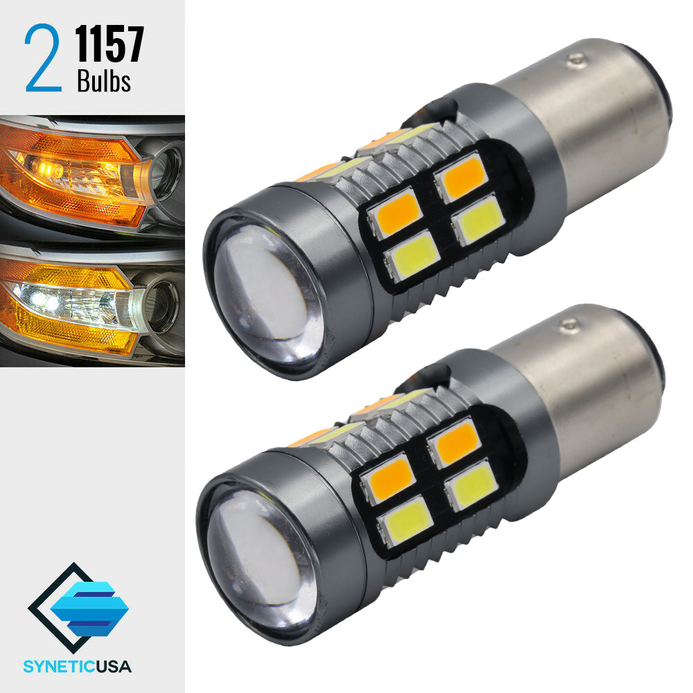 2x 1157 Dual Color Switchback  6000K White/Amber 20-LED Turn Signal Light Bulbs