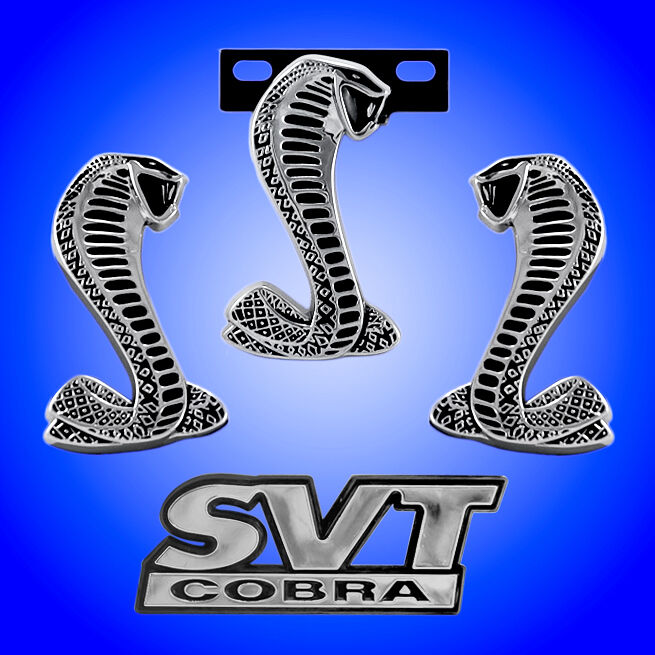 1994-2004 Mustang Cobra SVT Emblems - Grille, Fenders & Trunk in Black & Chrome