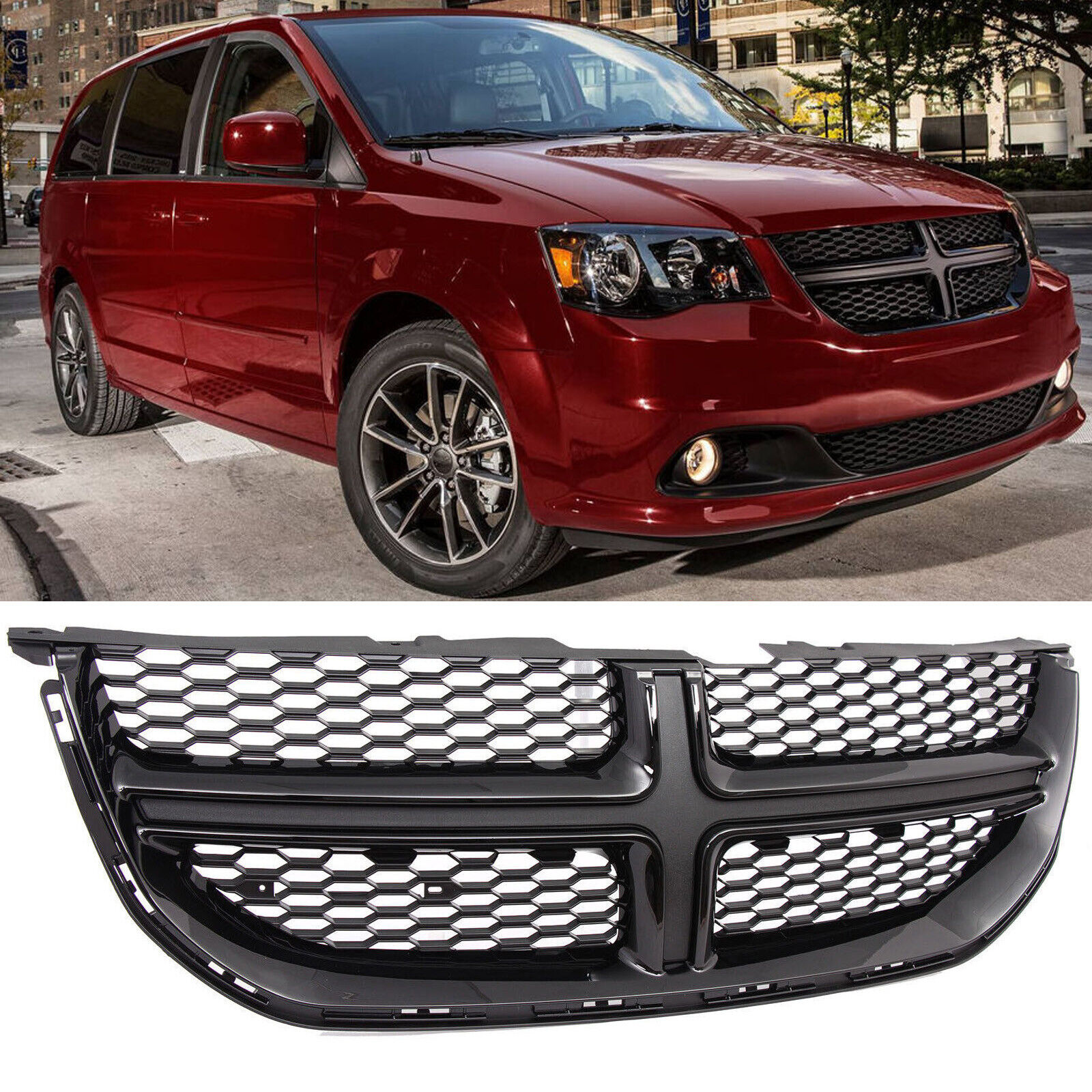 For 2011-2020 Dodge Grand Caravan New Grille Grill Matte With Shinning Black