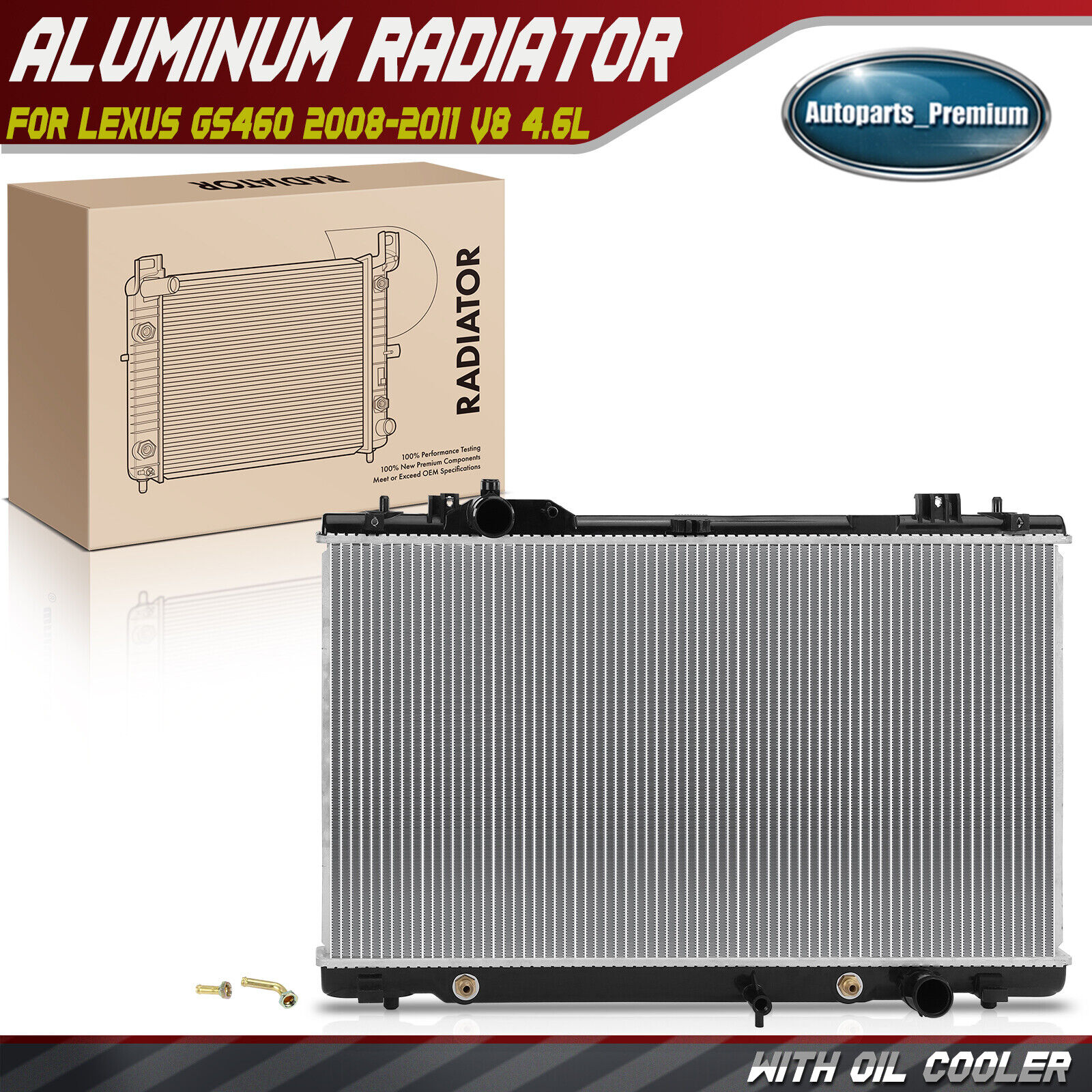 Radiator w/ Transmission Oil Cooler for Lexus GS460 2008-2011 V8 4.6L Automatic