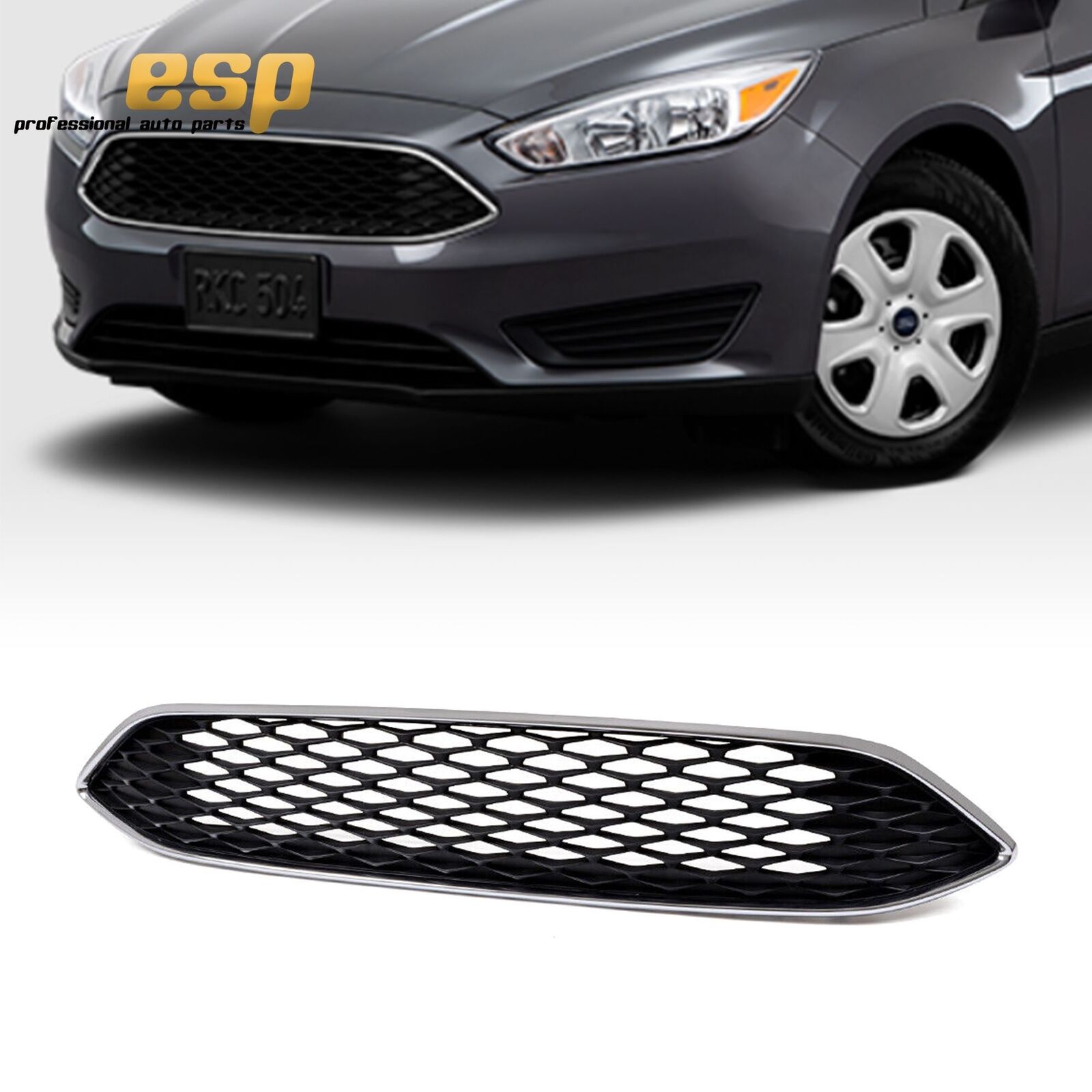 Front Upper Bumper Grille W/ Chrome Trim Fits 2015-2018 Ford Focus