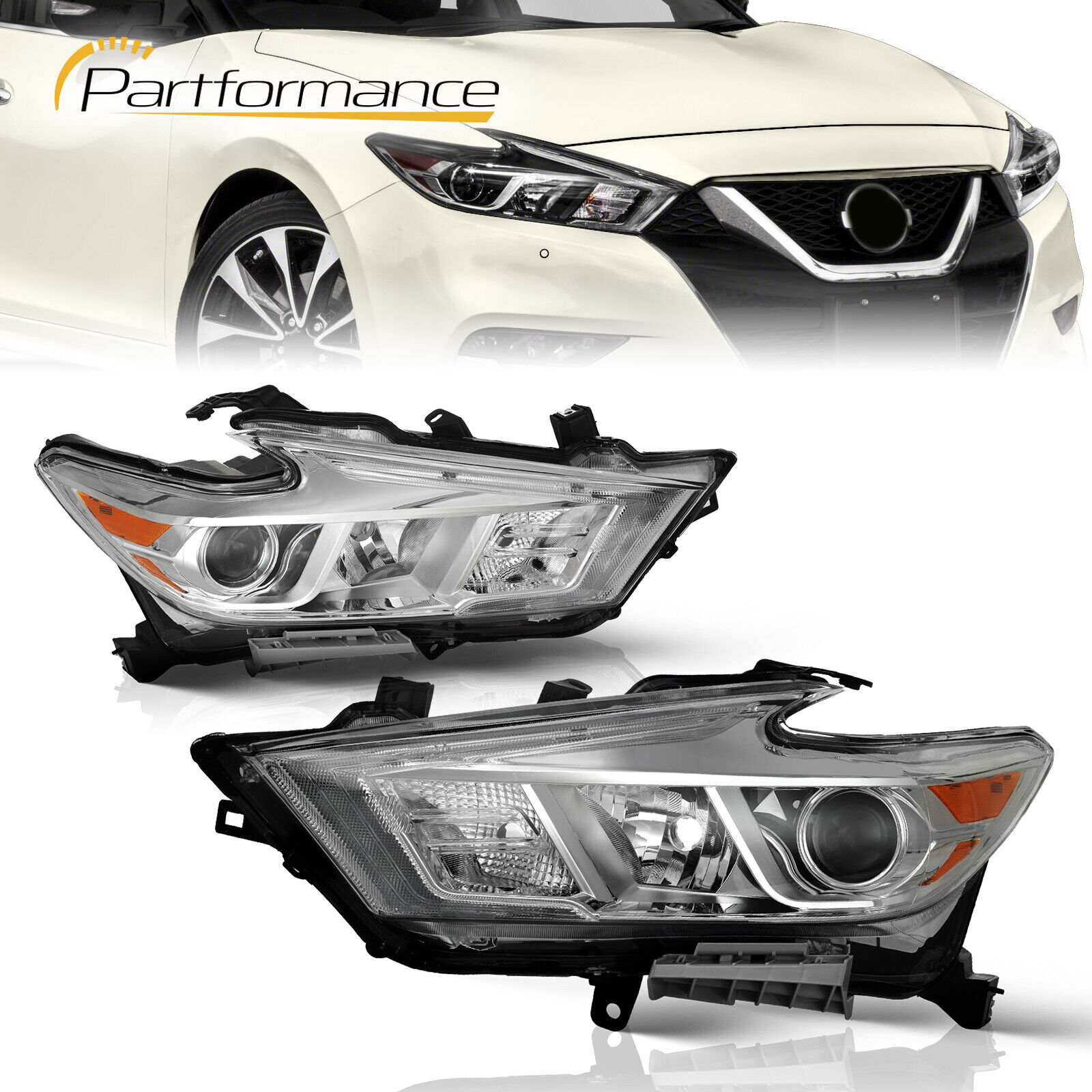 For 2016-2018 Nissan Maxima S/SL/SV Halogen Headlights W/LED DRL Left&Right Side