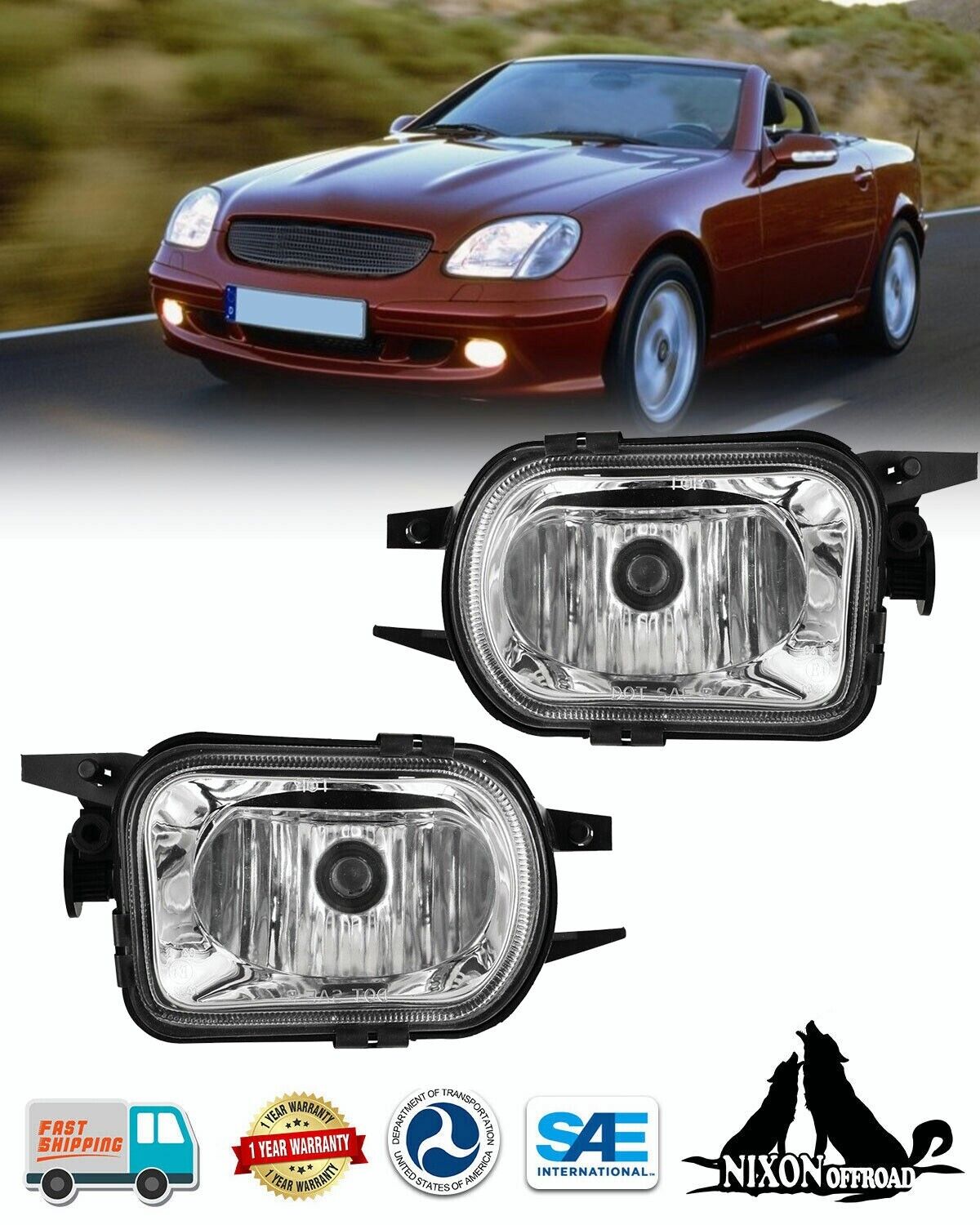 Fog Lights For 2000 2001 2002 2003 2004 Mercedes Benz SLK 320 Front Bumper Lamps