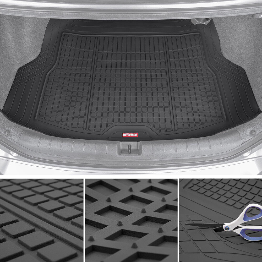 Car Rubber Cargo Floor Mat Motor Trend Black Premium Heavy Duty Trimmable Liner