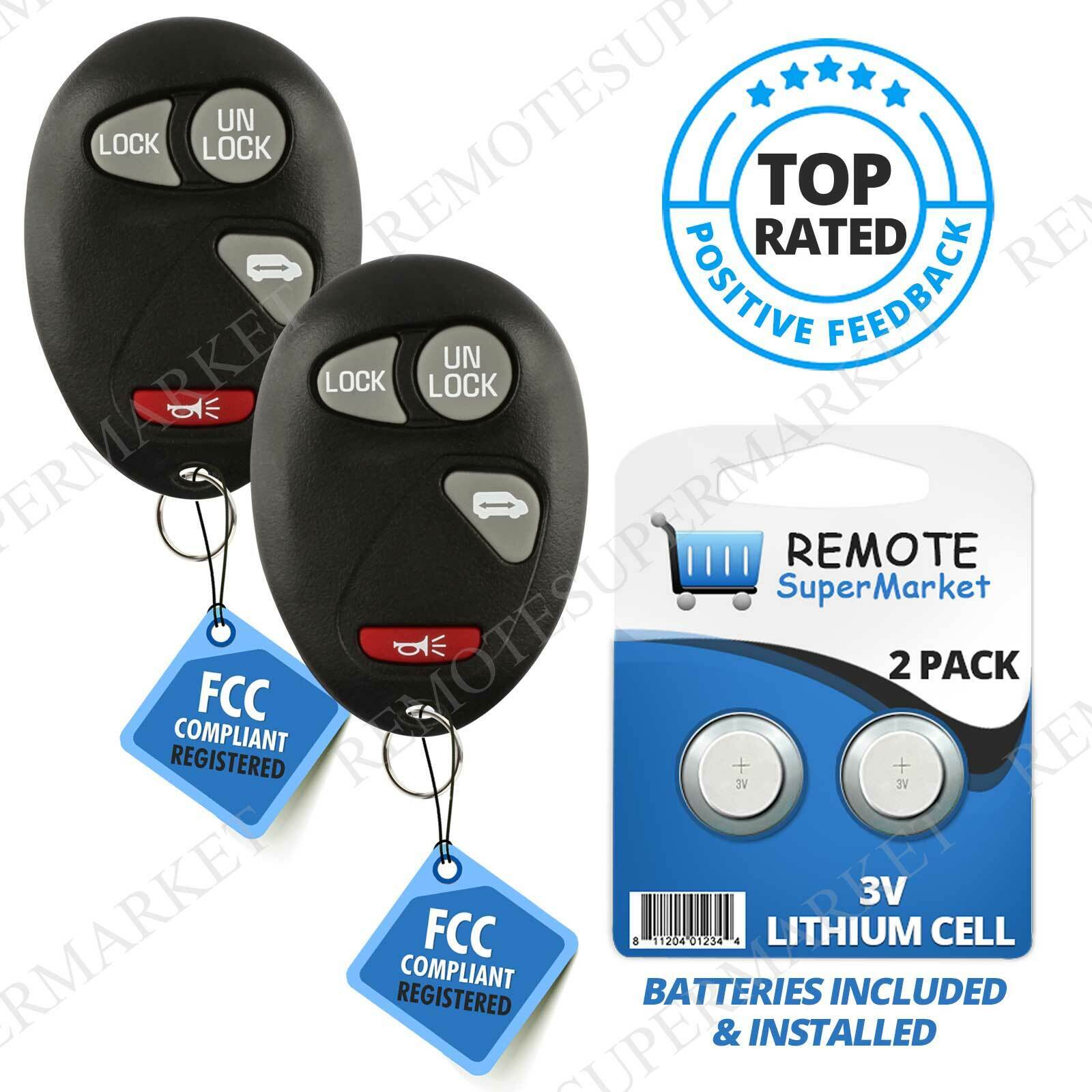 Replacement for 01-05 Chevy Venture Silhouette Montana Remote Car Key Fob Pair