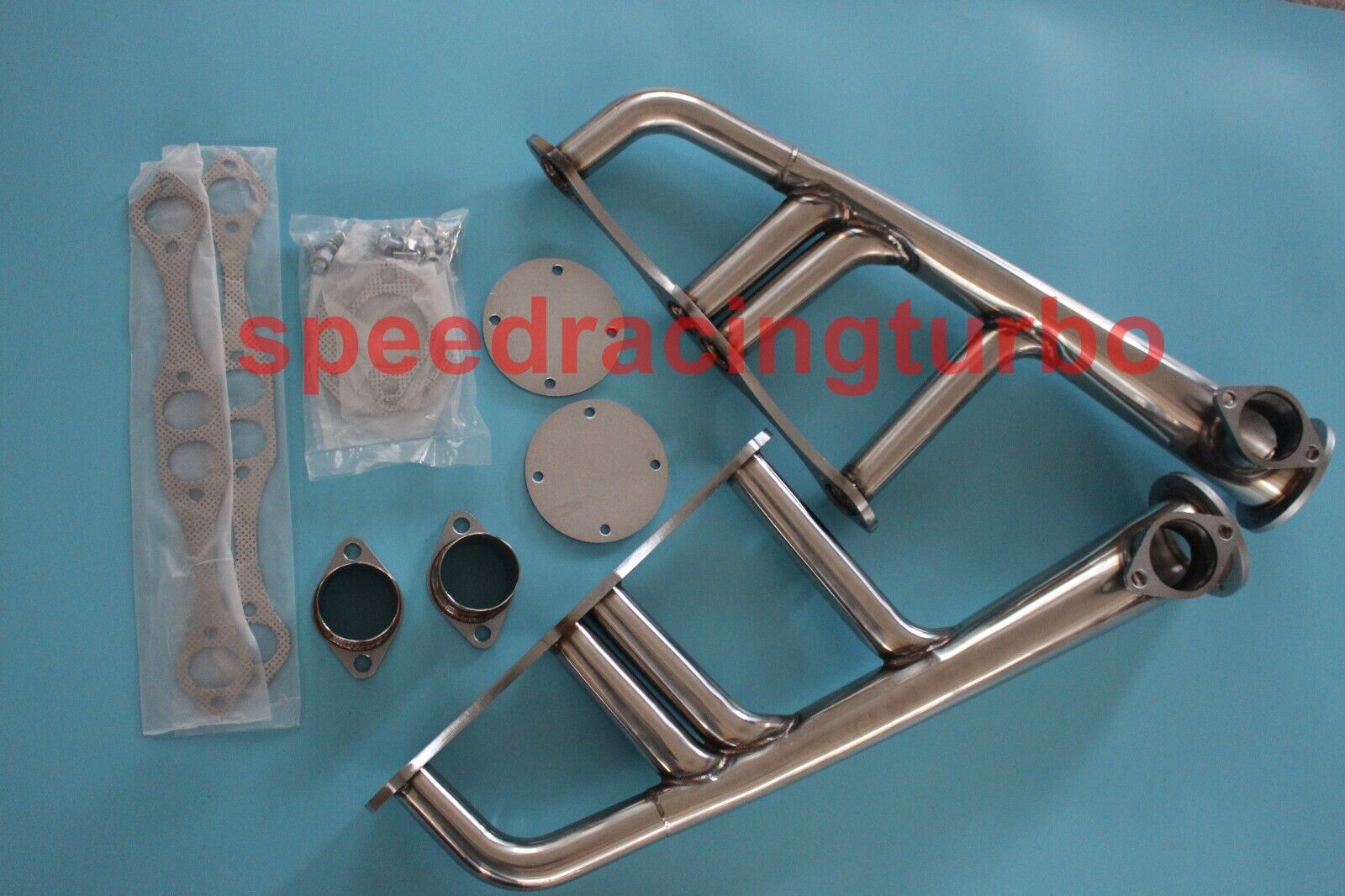 STAINLESS STEEL LAKE STYLE HEADERS FOR SBC 265-400 V8 CHEVY,HOT ROD,STREET,RAT 1