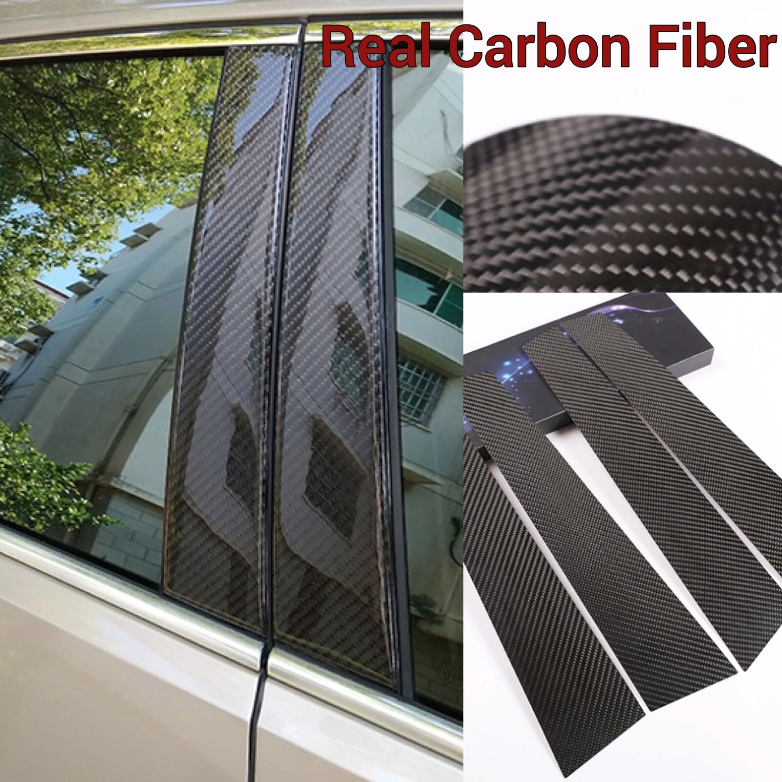 6Pcs Real Carbon Fiber Window Pillar Panel Fits 98-05 GS400 GS300 GS430 JZS161