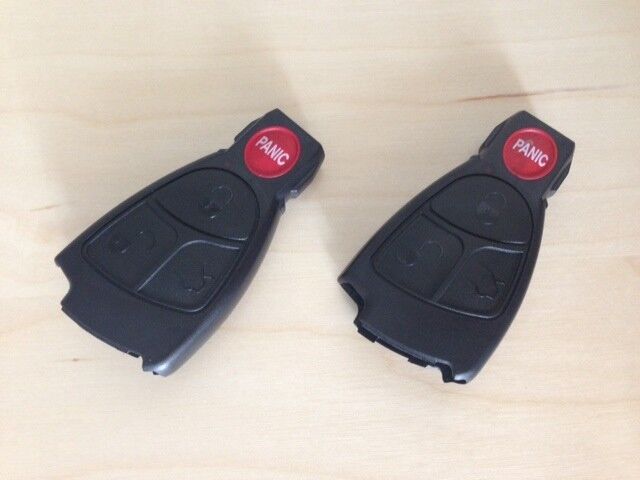 2 X MERCEDES BENZ REMOTE KEYLESS FOB CASE WITH PANIC BUTTON & LOGO