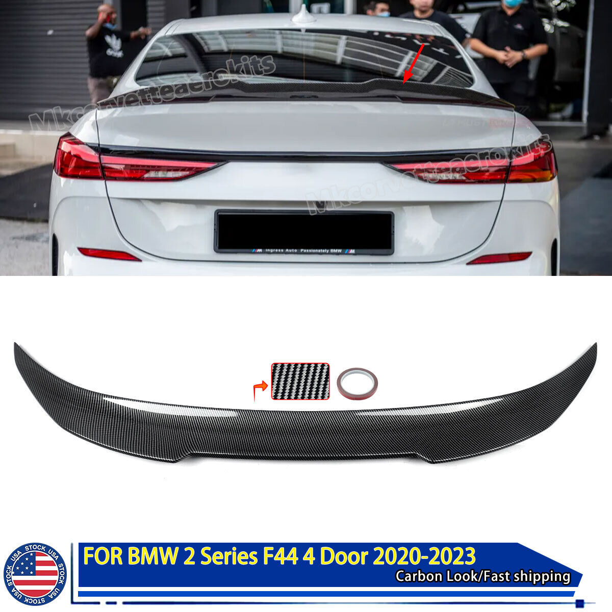 FOR 2020+ BMW F44 228i M235i GRAN COUPE REAR TRUNK SPOILER CARBON LOOK PSM LIP