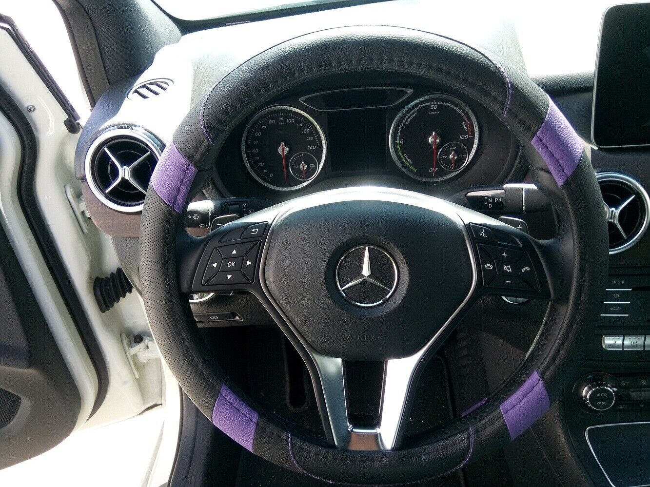 Black & Purple Lady Favorite Design PU Leather Steering Wheel Cover Stylish
