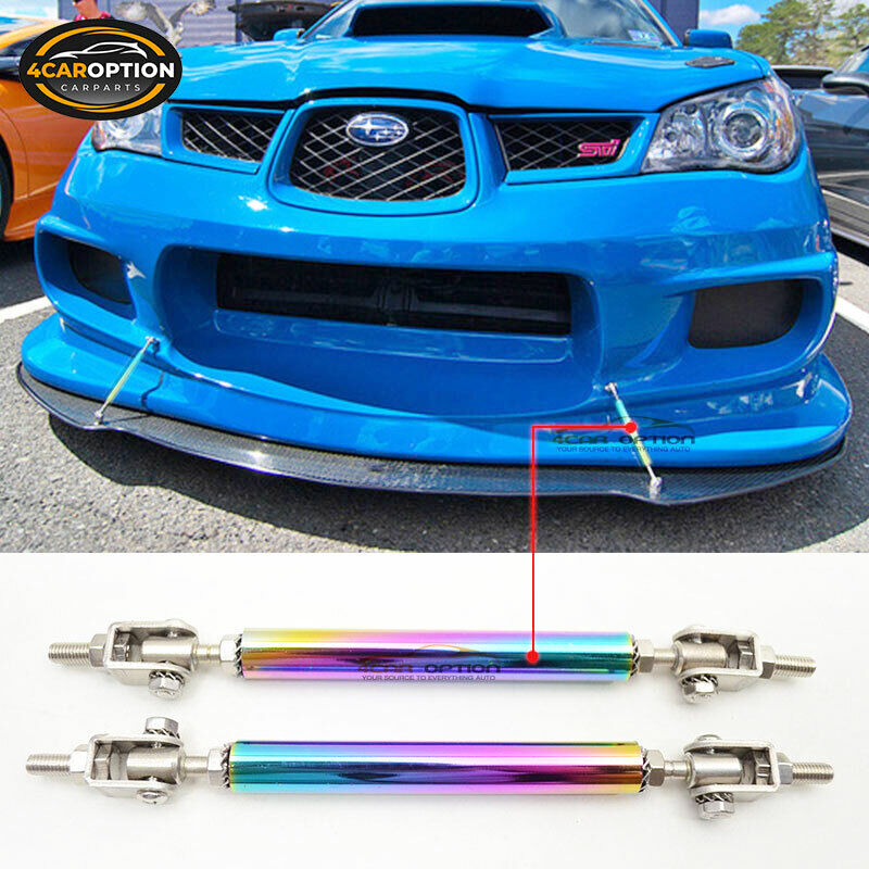 Neo Chrome Front Bumper Splitter Rod Support Stabalizer 5.5 Inch-8 Inch Steel