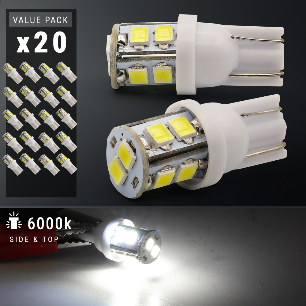 20X White T10 921 6000K License Plate Interior SMD Lights Bulbs 10-LED