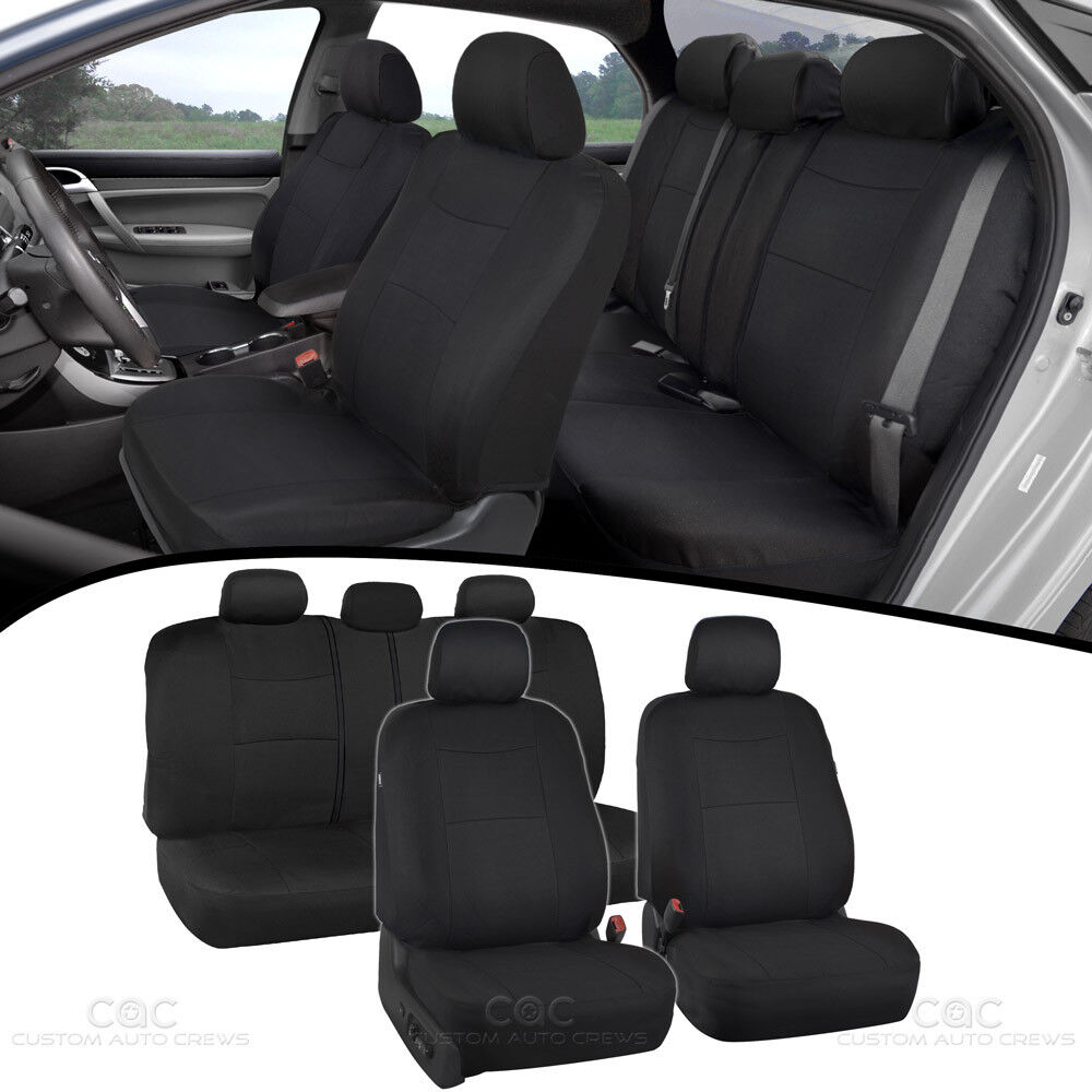 Black Seat Covers Double Stitched Split Bench Option Complete Set