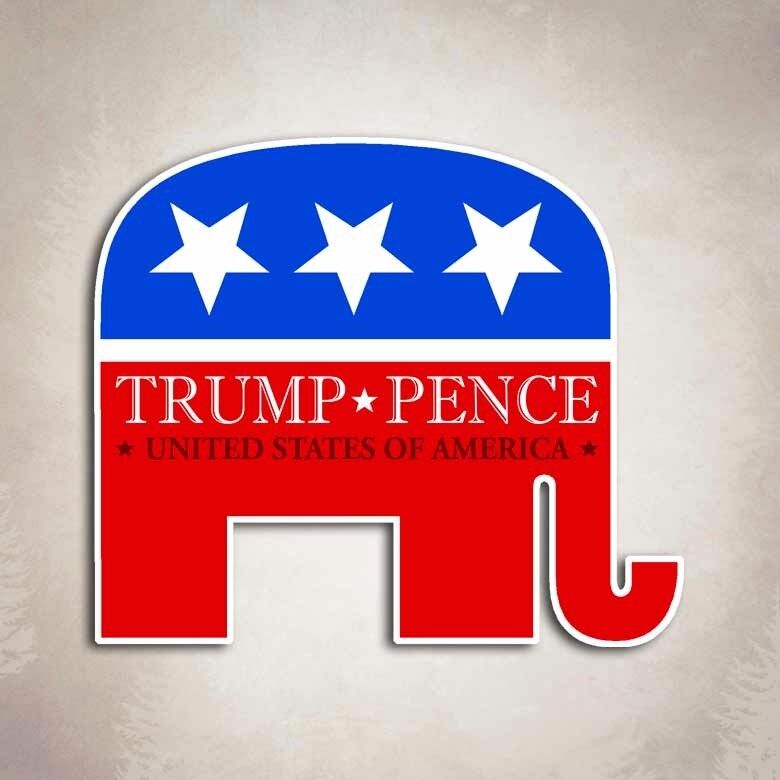 President Trump Sticker - GOP Elephant Pence USA 2016 Decal