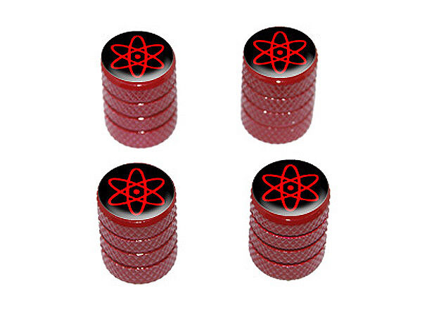 Atomic Symbol Black Red - Tire Rim Valve Stem Caps - Red