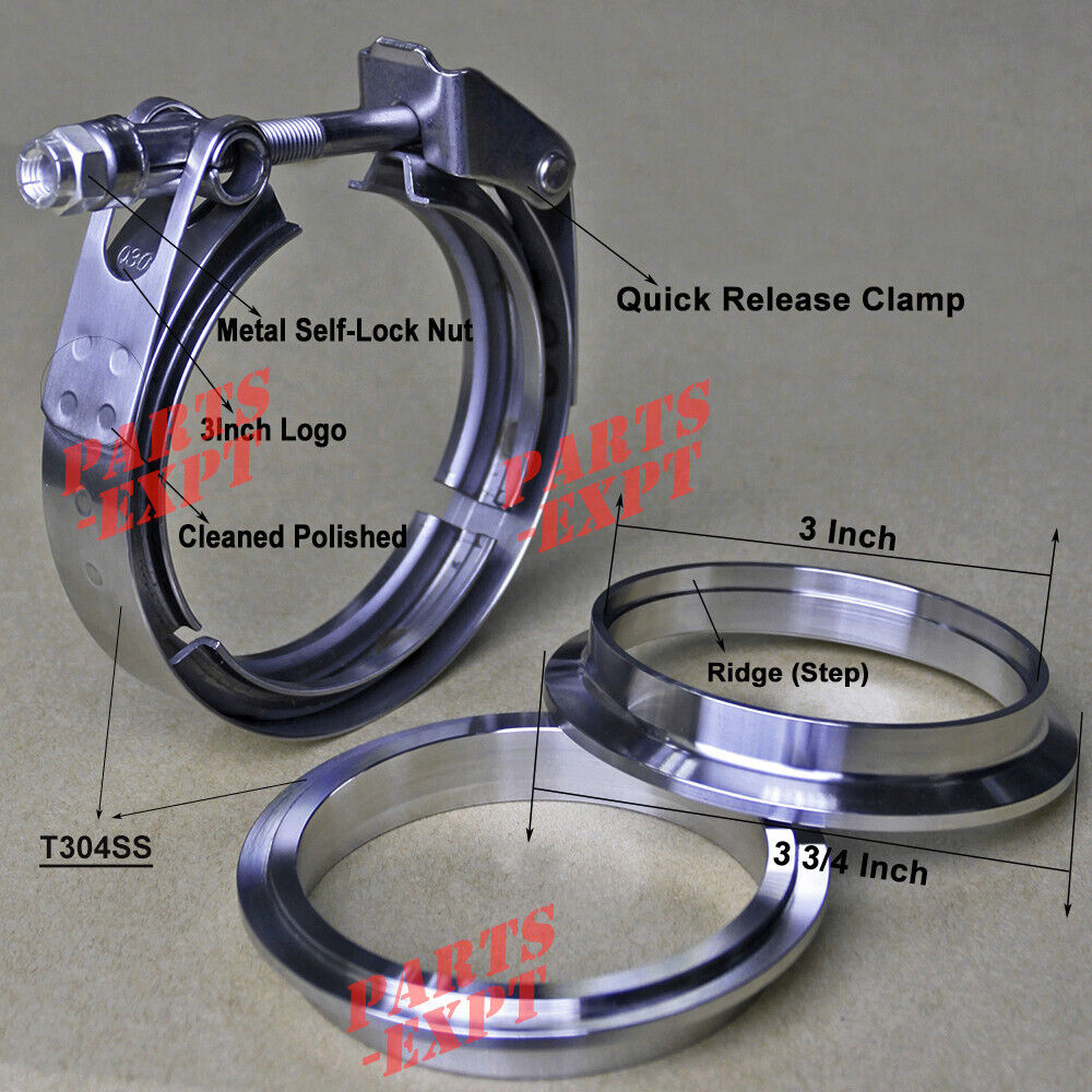 3 Inch V Band Clamp Kit Male Female Flange Stainless Steel SS Turbo Exhaust 3\