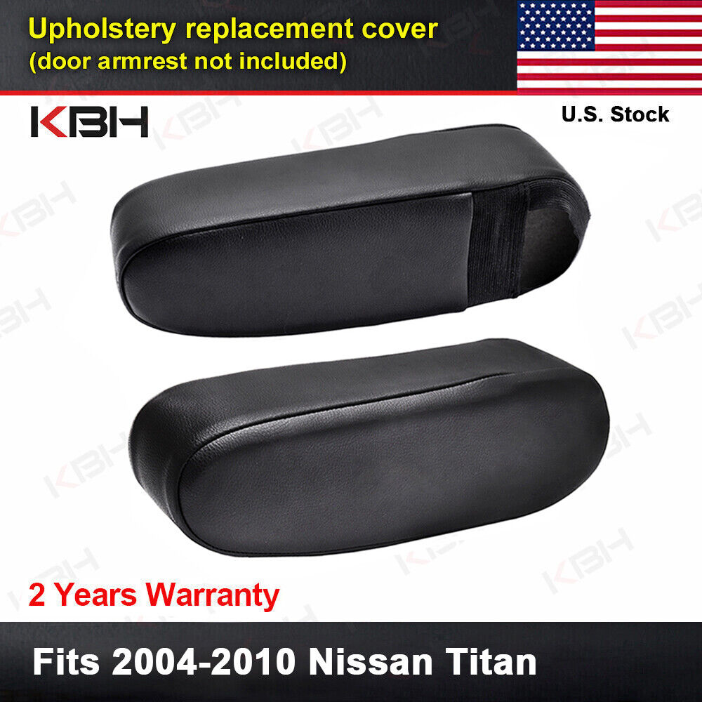 Fits 2004-2010 Nissan Titan Seat Armrest PU Leather Replacement Cover Black 2pcs