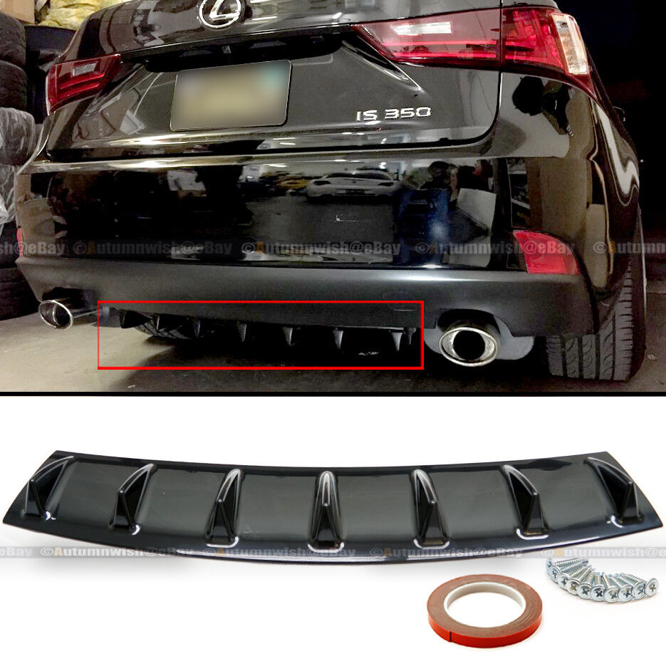 Fit C240 Bolt On Painted Glossy Black Finish ABS Rear Bumper Diffuser 