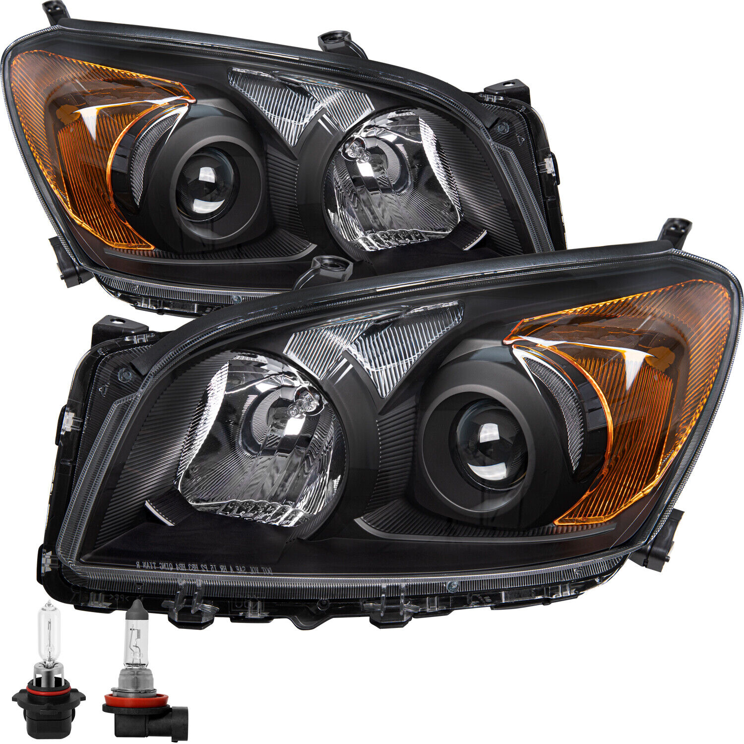 Fit 2009-2012 Toyota RAV4 RAV-4 Black Headlights Assembly Amber Corner Headlamps