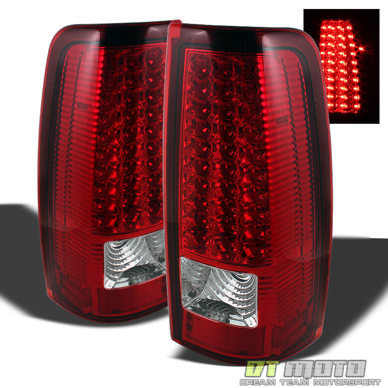 1999-2006 GMC Sierra 1500 2500 3500 Red Clear LED Tail Lights Lamps Left+Right