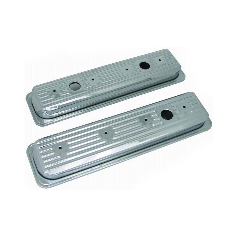 Bandit Valve Cover Set 9702R; Short Raw Steel for 1987-Up Chevy 305/350 SBC