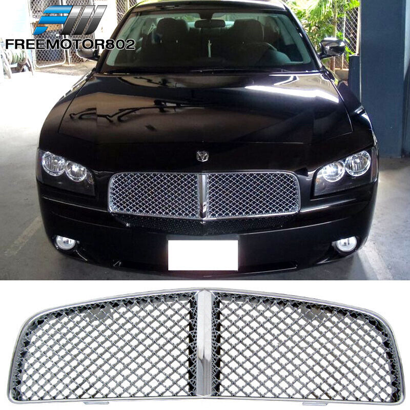 Fit 06-10 Dodge Charger Chrome Front Bumper Hood Mesh Grille Grille Guard ABS