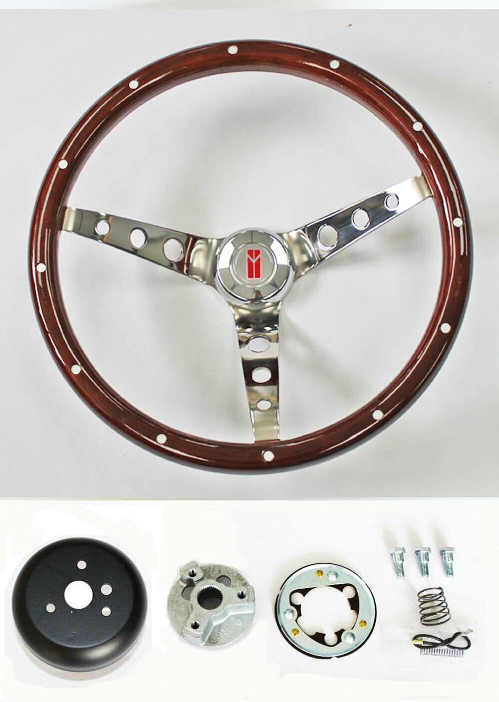 69-93 Oldsmobile Cutlass 442 Wood Steering Wheel with Rivets High Gloss 15\