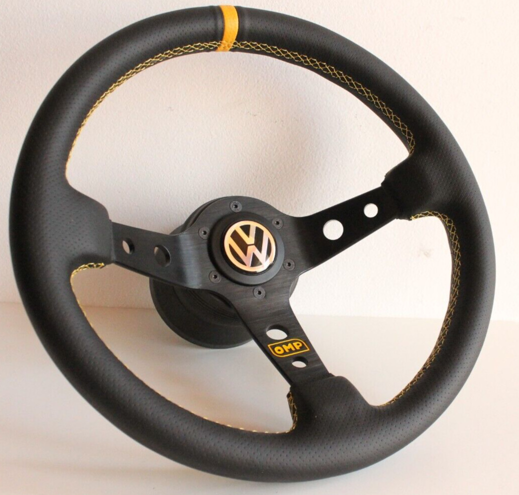 Steering Wheel fits VW Deep Dish Leather Golf Jetta Scirocco Mk1 Mk2 Caddy 77-88