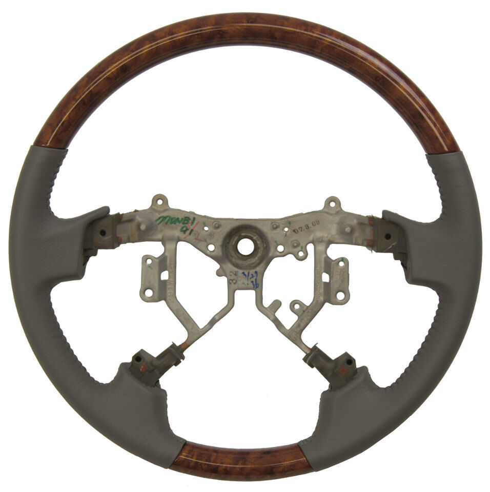 2005-2010 Toyota Avalon Steering Wheel Grey Leather W/Wood Grain No Controls New