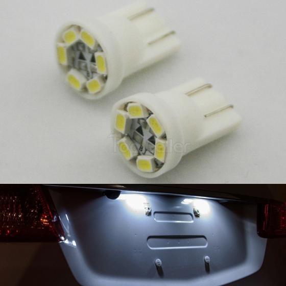 2pcs T10 194 2825 168 HID White 1210 6 SMD LED Bulbs For License Plate Lights