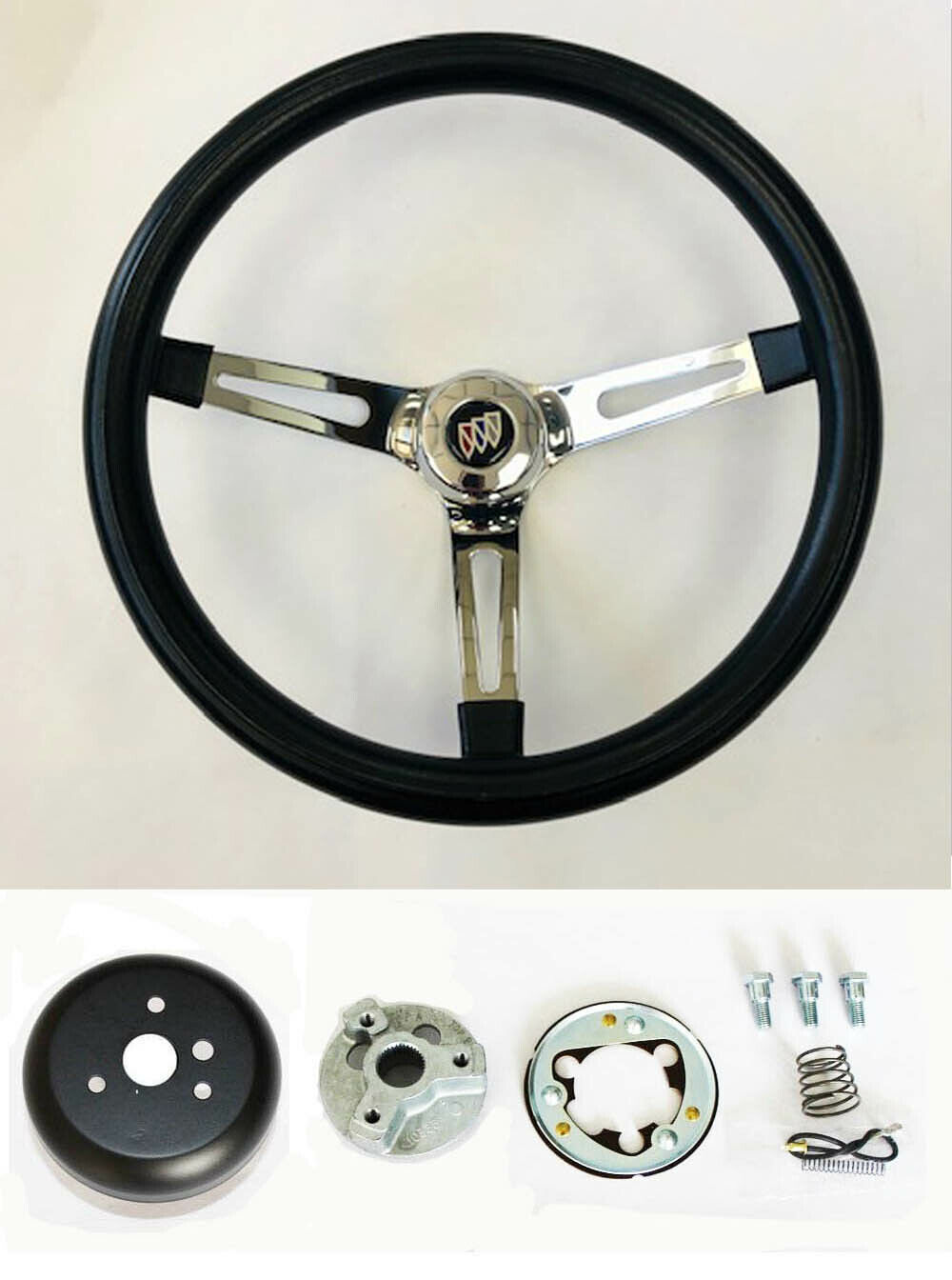 1969-1993 Buick Skylark Riviera GS Black on Chrome Steering Wheel 15\