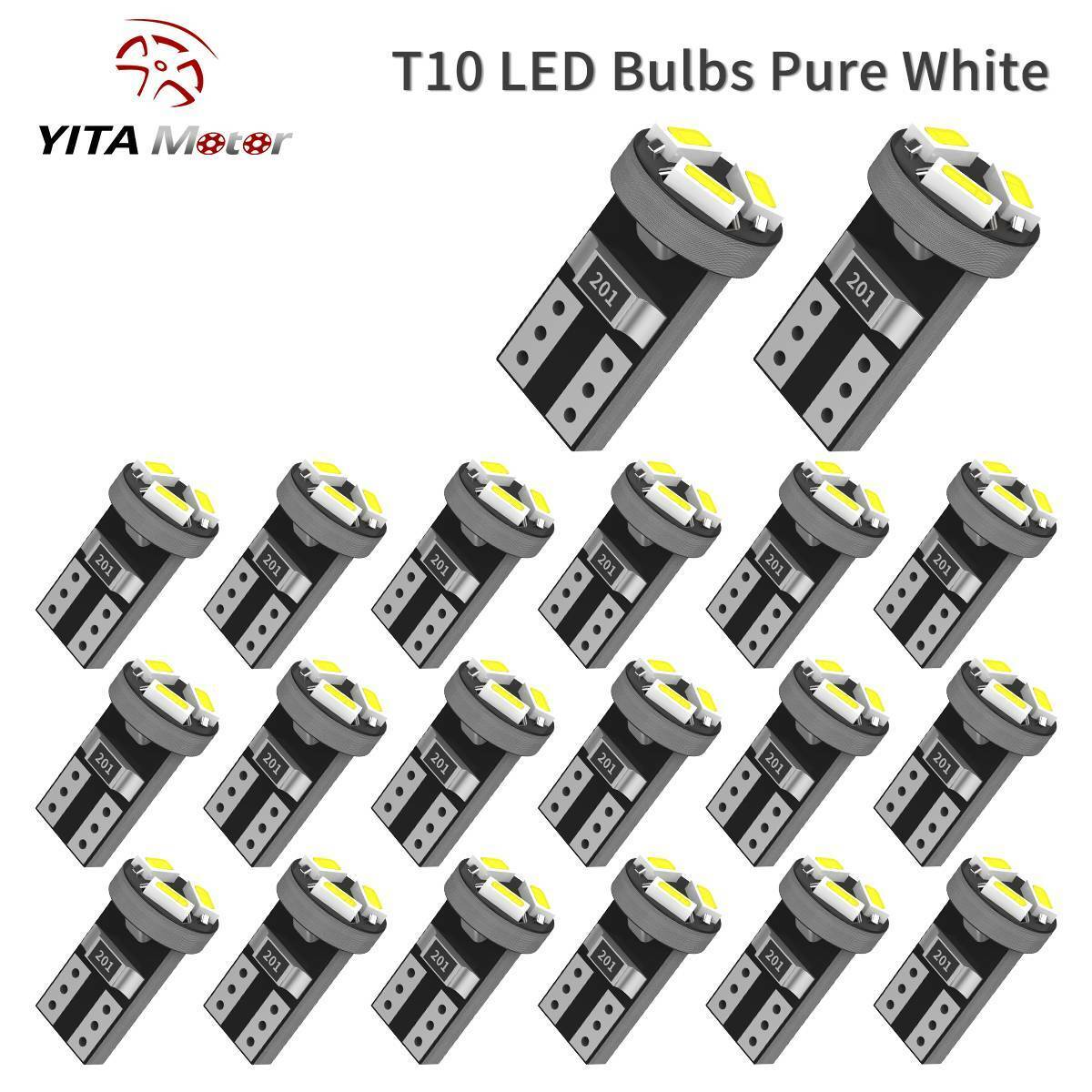 YITAMOTOR 20PCS T5 74 73 Wedge LED Bulbs Instrument DashBoard Gauge Light White