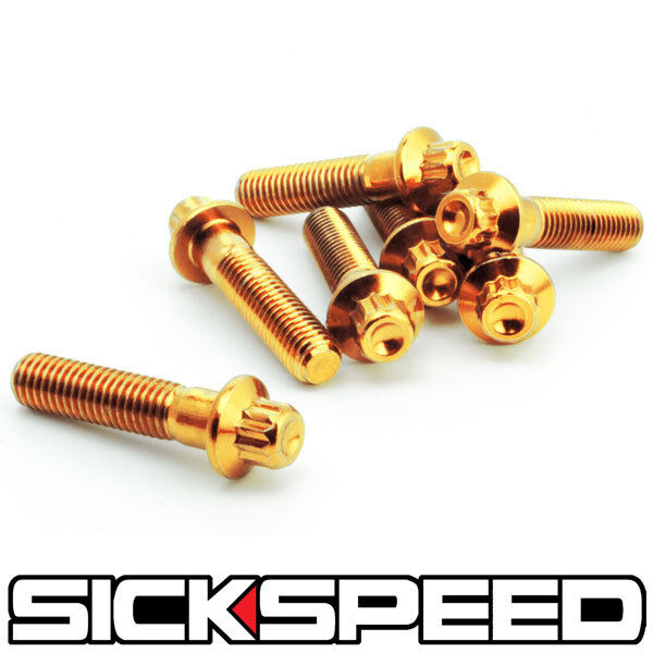 24K 44MM GOLD BOLTS THREAD 8x1.25 FOR 3 PIECE BBS WORK SSR WEDS RAYS VOLK RS RF