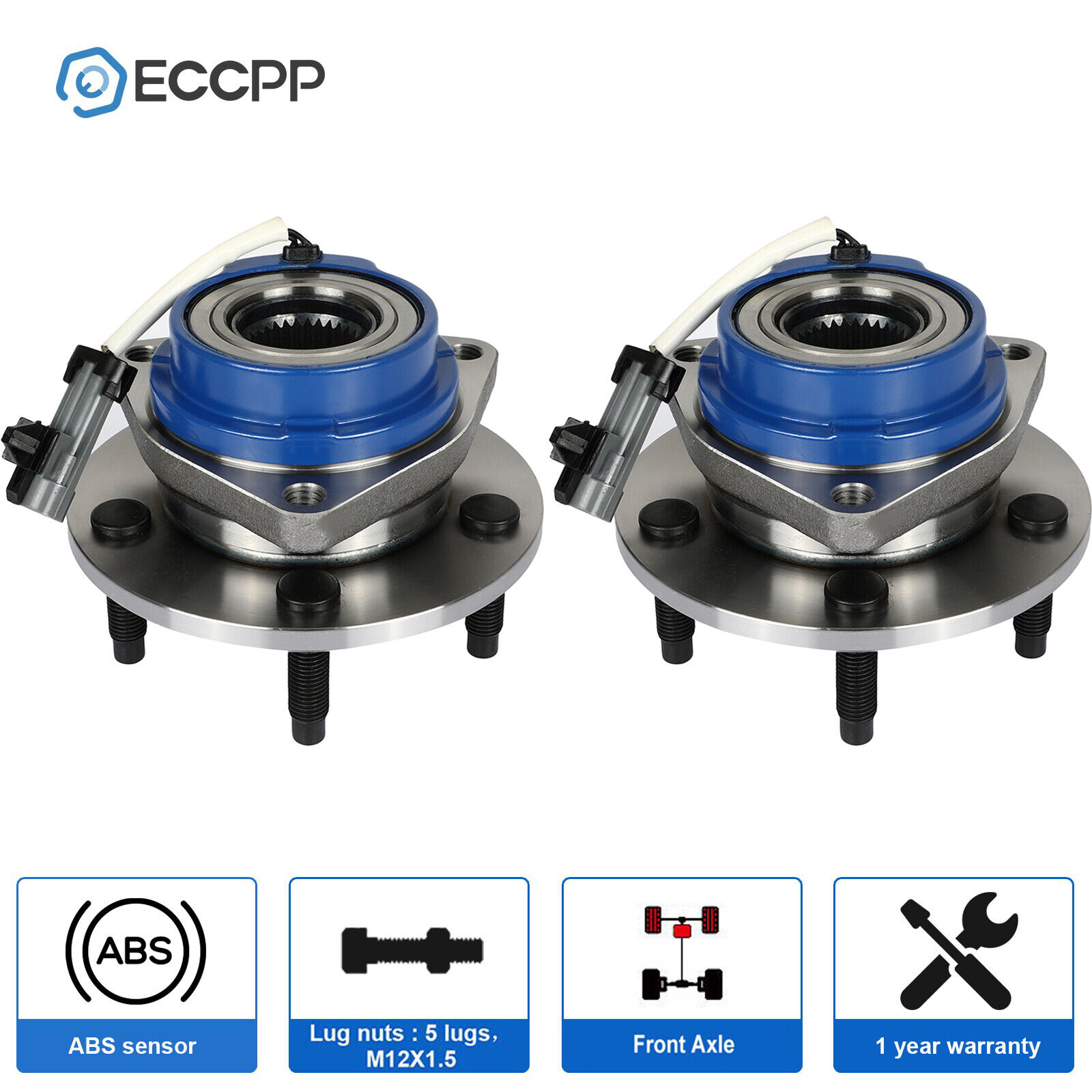 ECCPP 2Pcs Wheel Hub Bearing Front For Chevy Impala Buick Lacrosse Lesabre FWD