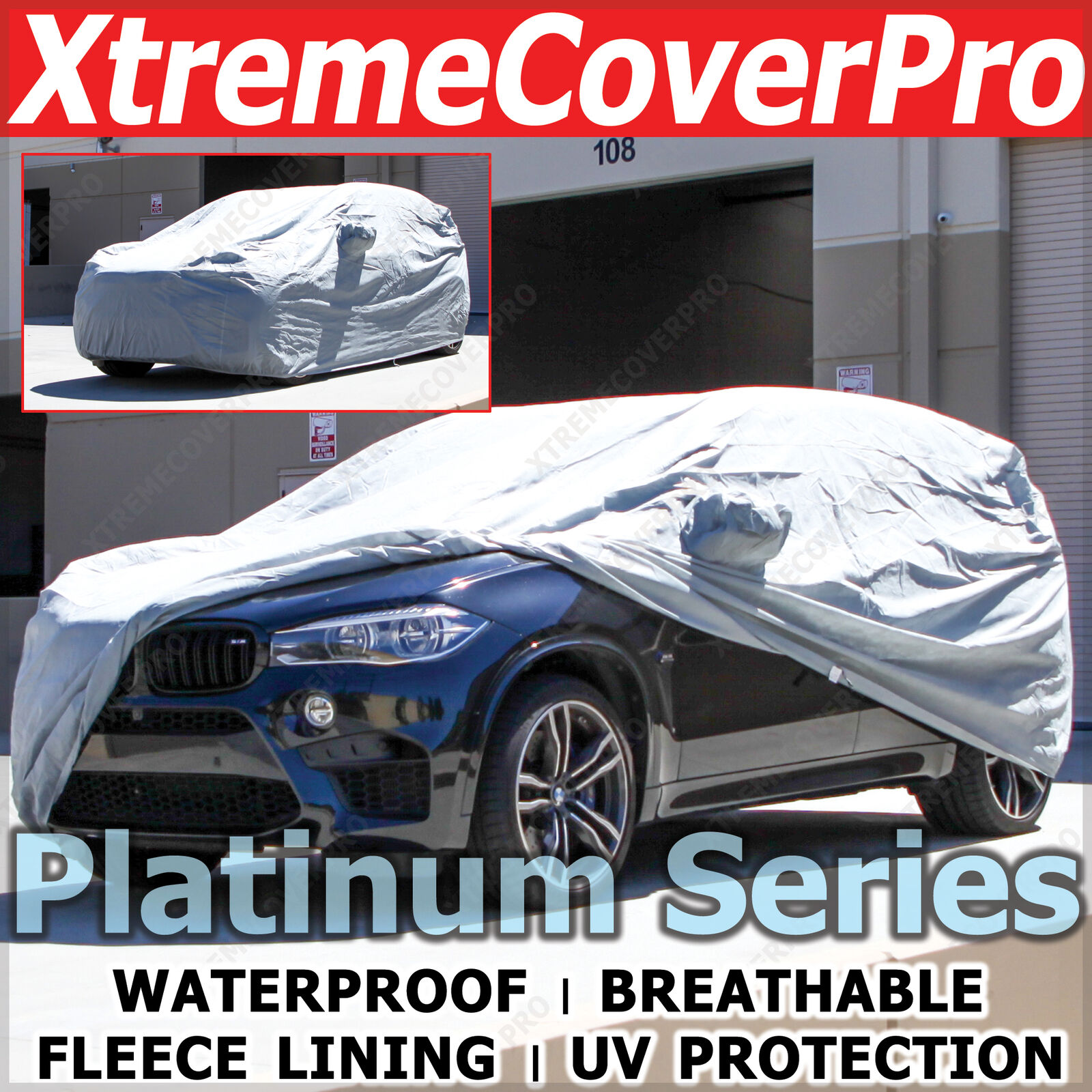 2015 BMW X5 X5M Waterproof Car Cover w/Mirror Pockets - Gray