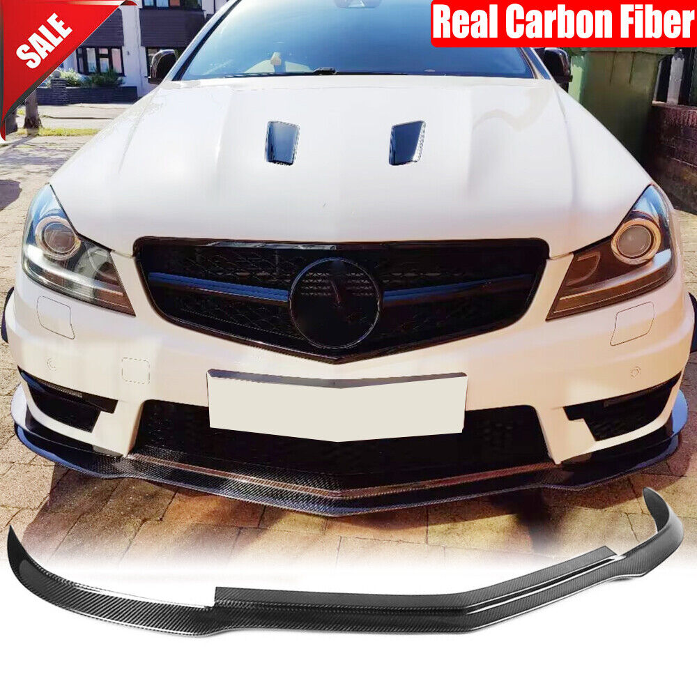 For Mercedes Benz W204 C63 AMG 2012-14 Real Carbon Front Bumper Lip Chin Spoiler