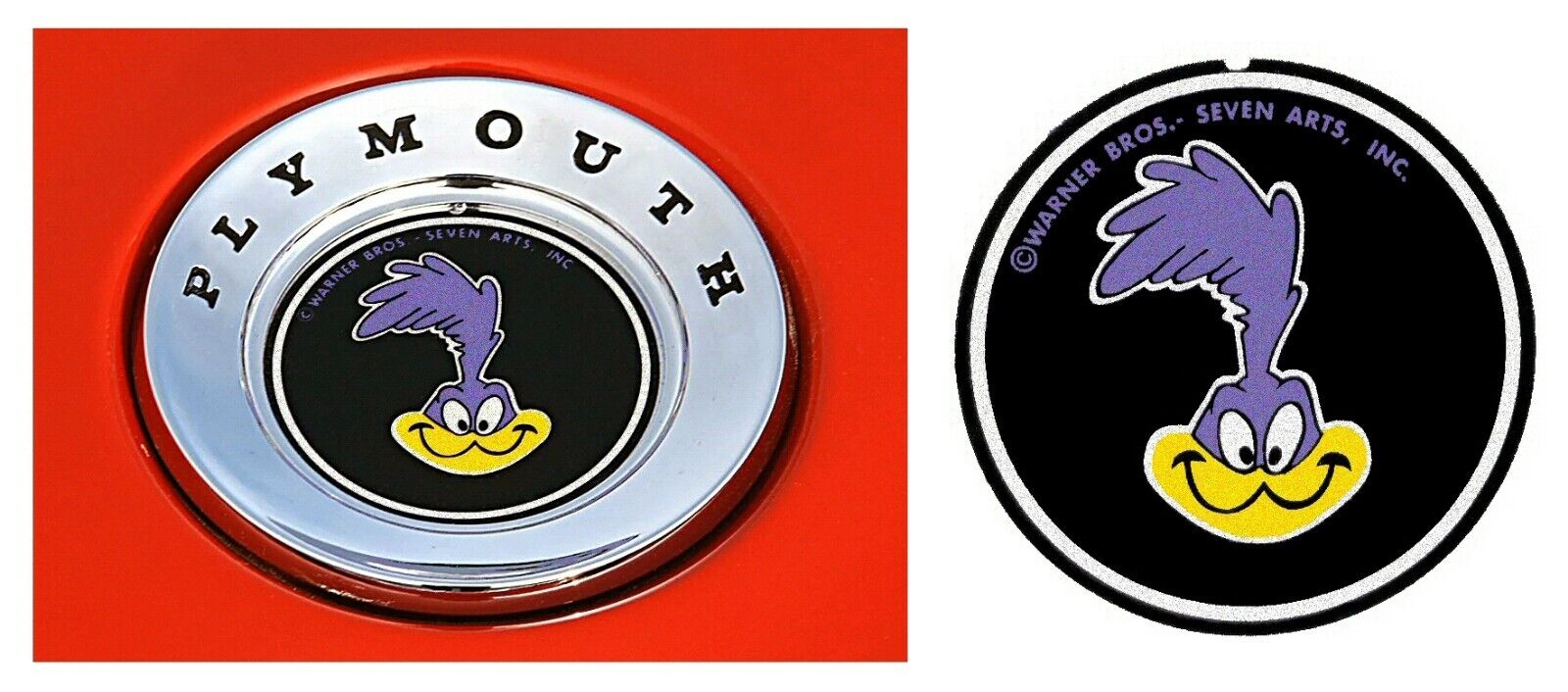 1972 72 Plymouth Roadrunner Header Panel Medallion Decal Pair BEST Available