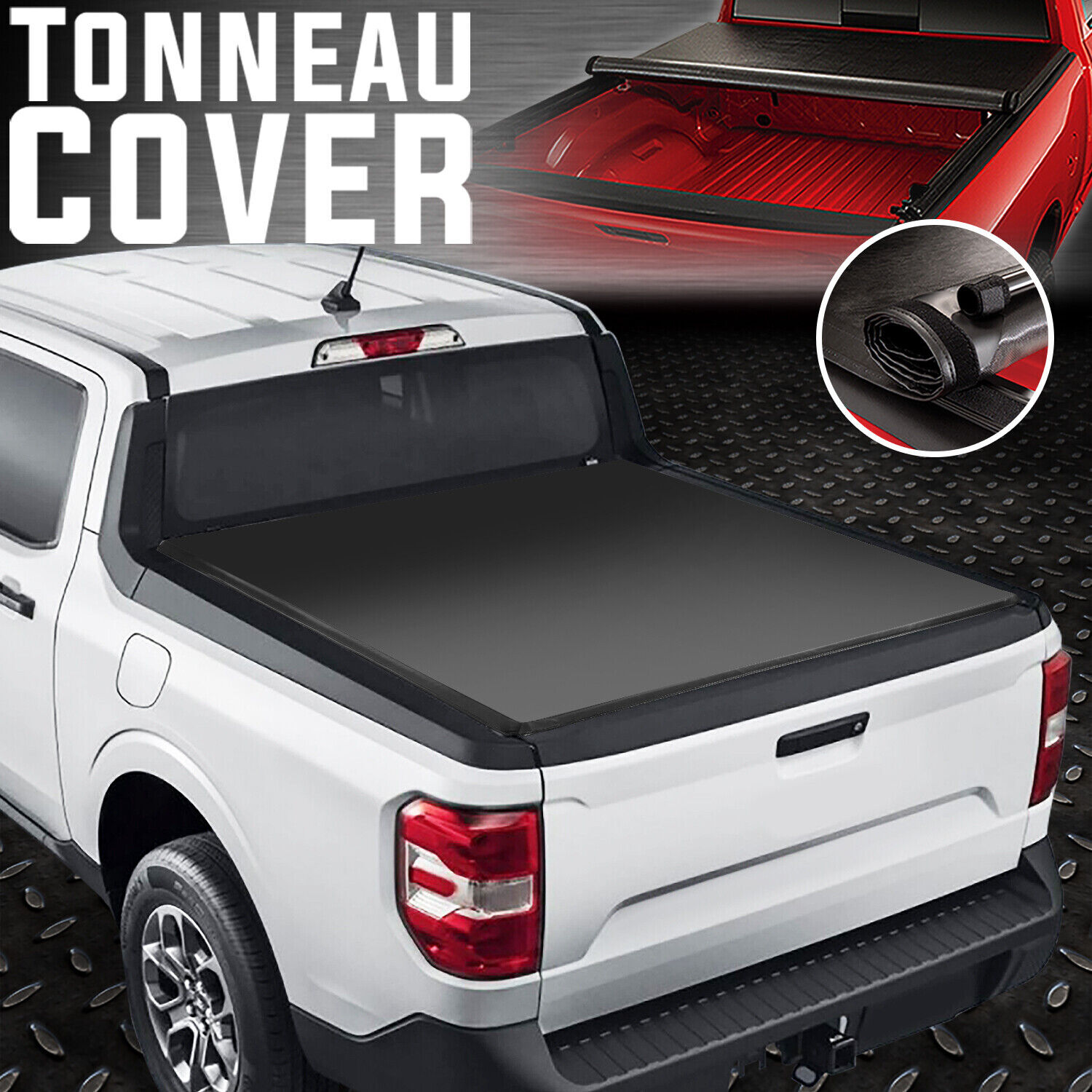 FOR 22-24 FORD MAVERICK TRUCK 4.5' SHORT BED SOFT VINYL ROLL-UP TONNEAU COVER