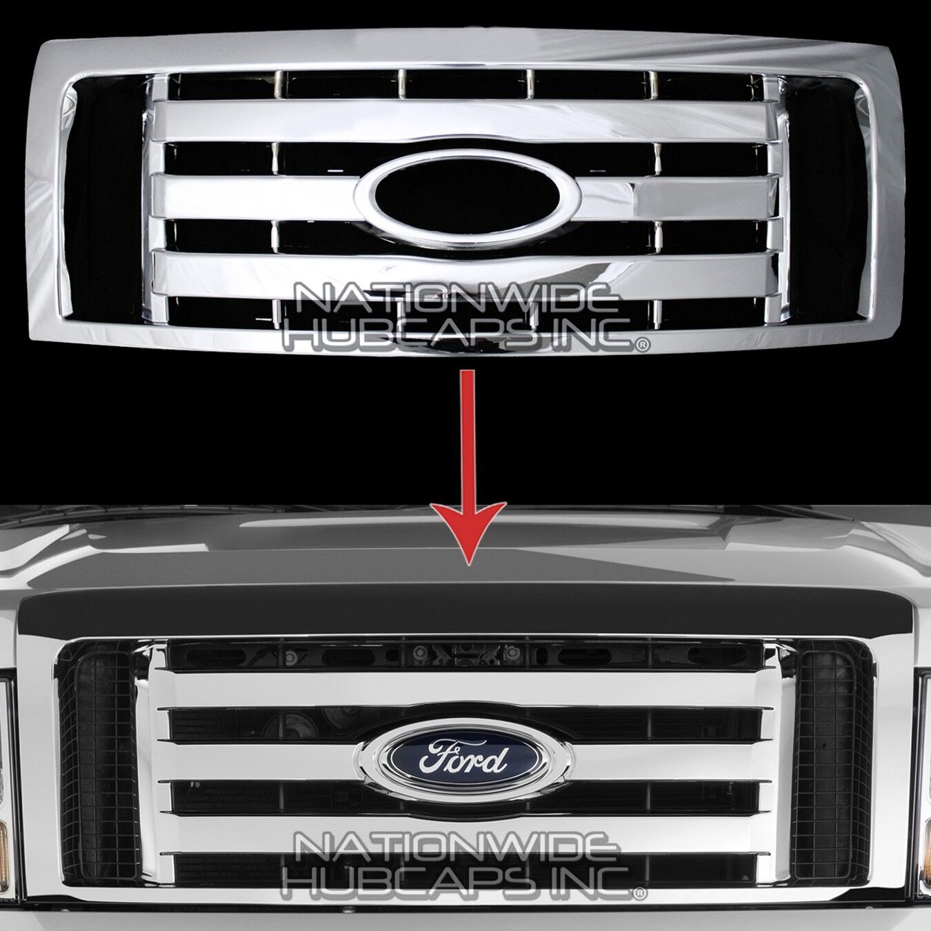 2009-2012 Ford F150 CHROME Snap On Grille Overlay Front Grill Cover Trim Insert