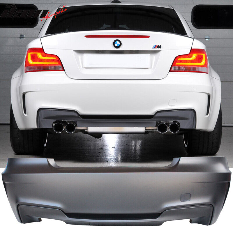 Fits 07-13 BMW E82 E88 128i 135i 1Series 1M Style Rear Bumper+Quad Tips Diffuser
