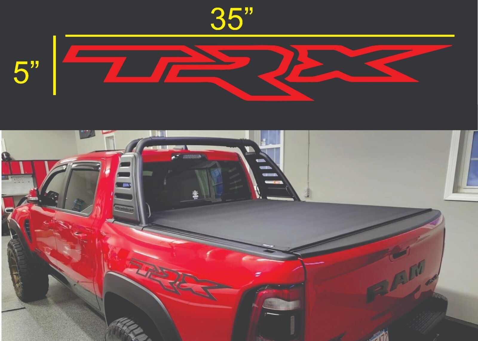 2 Piece TRX Solid Bed Decals Gloss Red or matte black