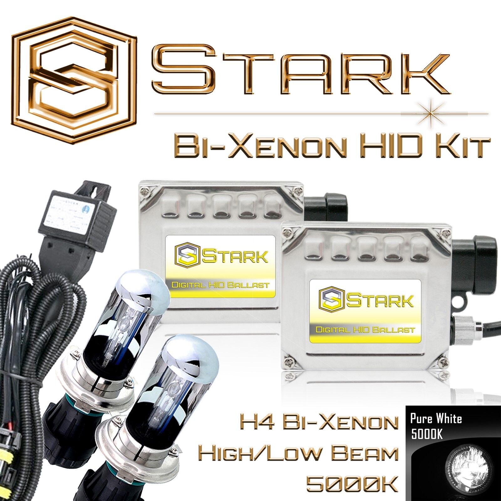 Stark 35W Bi-Xenon HID HiLo Headlight Mini Kit - H4 9003 - 5000K Pure White (B)