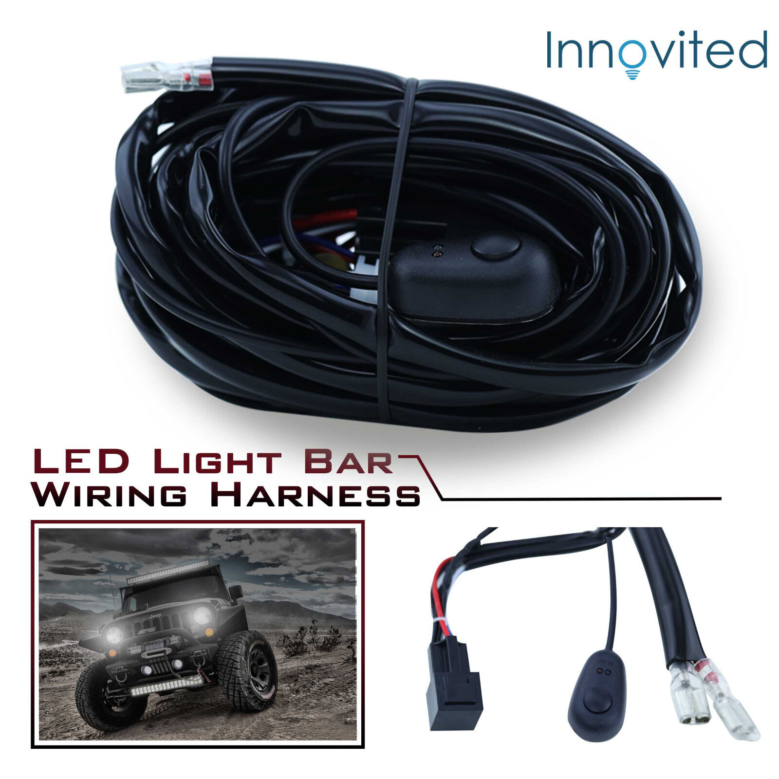 500W 40A HD Power Swtich Ralay Wiring Harness For Two LED Light Bar Offroad 