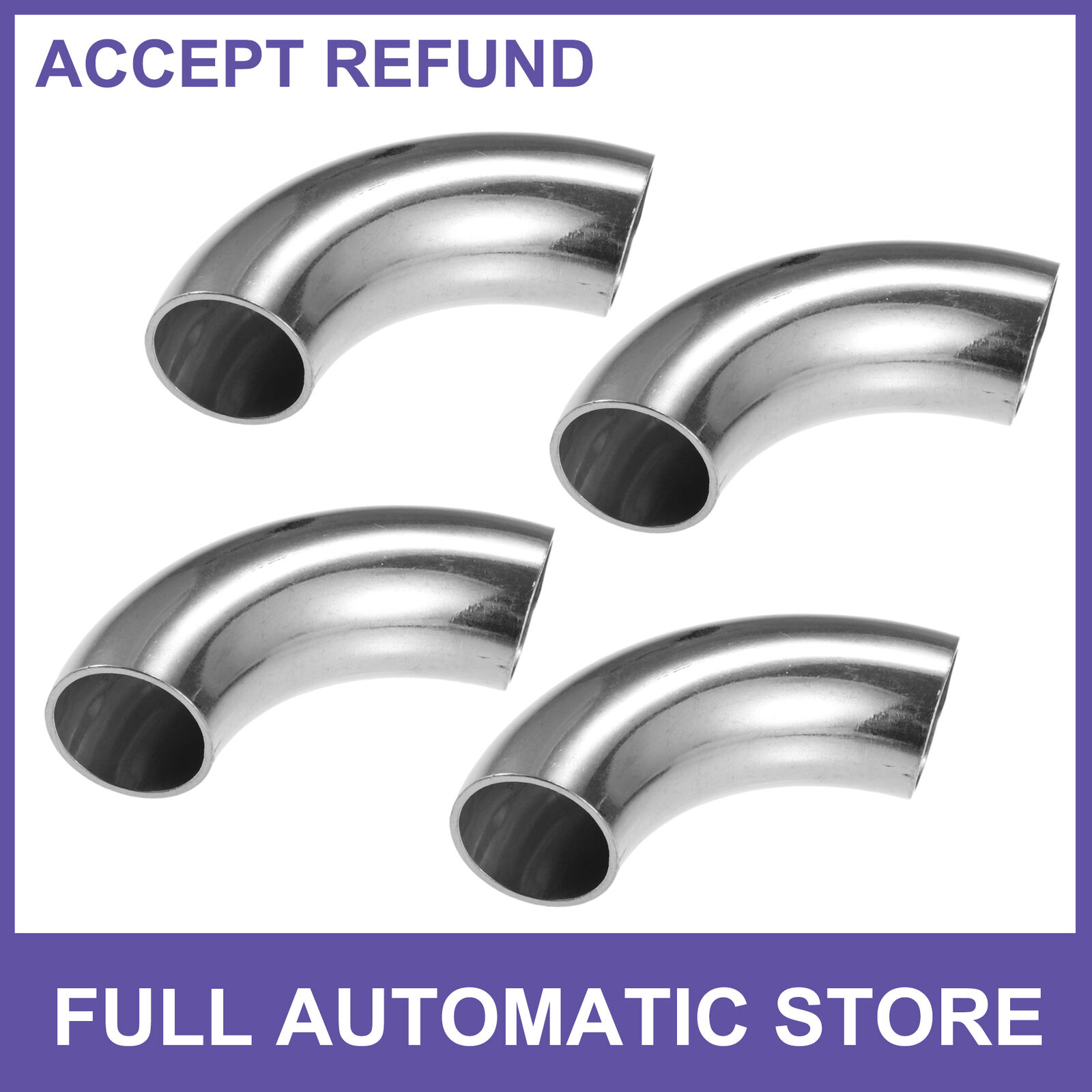 FOUR 1 Inch 90 Degree Mandrel Bend Elbow Bend Tube Exhaust Elbow Pipe Universal