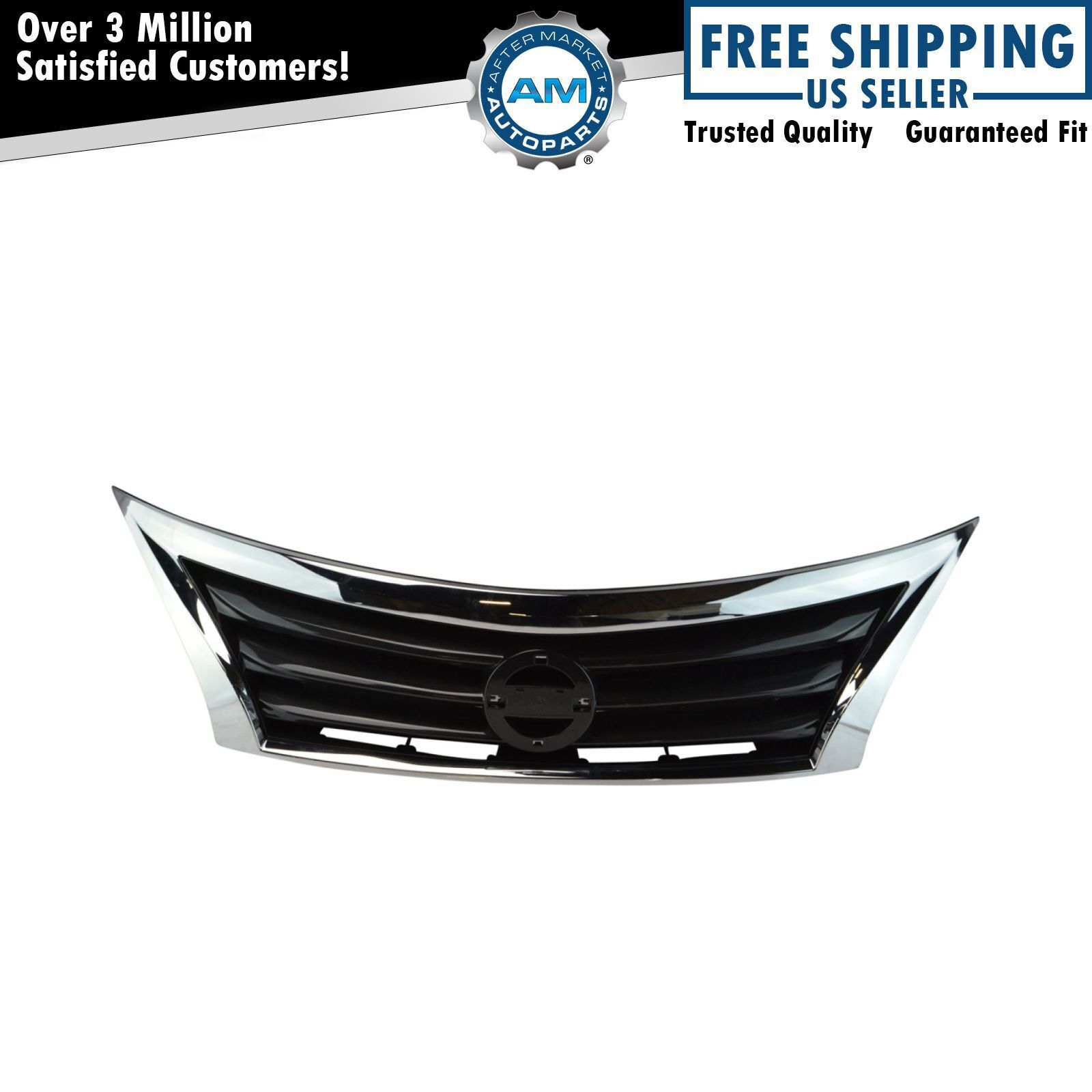 Front Upper Bumper Mounted Grille Black & Chrome Surrounding for Nissan Altima
