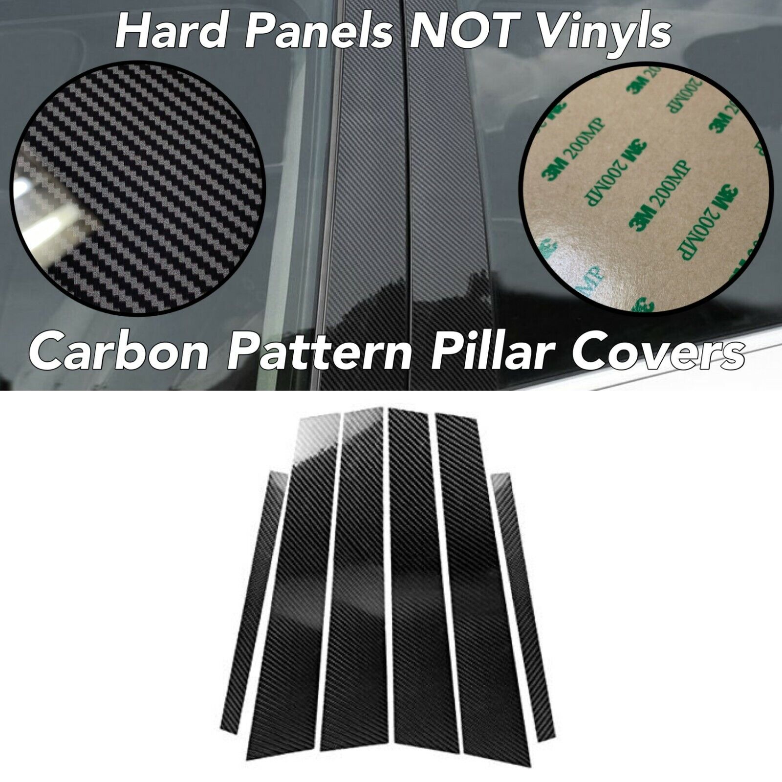 Gloss Carbon Look Window Pillar Panel Trim Hard Covers Fits 15-19 W205 C300 C43